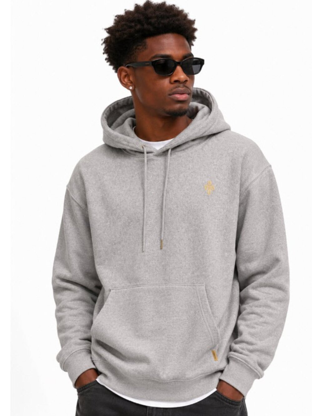 OVO Pompom Owl Logo Fleece Hoodie Heather Grey Pullover Sweatshirt Medium